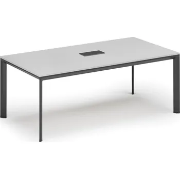 Kancelářská sestava Jednací stůl PRIMO INVITATION, 240x120 cm, bílá + stolní zásuvka TYP I, černá