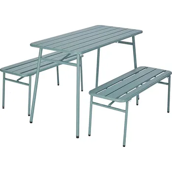 Zahradní sestava Butlers LINESIDE Set zahradního nábytku 1 stůl a 2 lavice - zelená