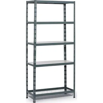 Prodejní regál Policový regál s koši, 1954 x 900 x 400 mm, nosnost 175 kg, 4 police + 1 koš