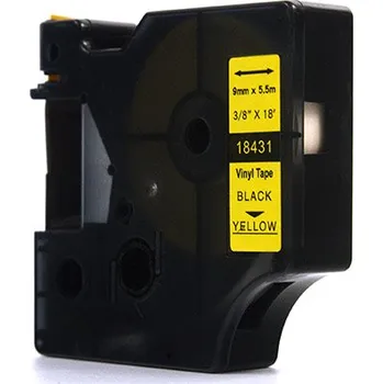 Pásek do tiskárny Náhradní páska JetWorld Dymo Rhino Black on Yellow 9mm x 5,5m Winylowa, vinyl (18431)