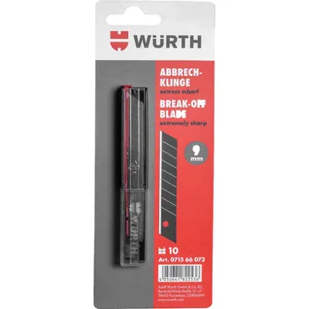 Pracovní nůž WÜRTH Náhradní odlamovací čepele černé, 9 mm, 10 ks