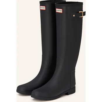 Dámské mokasíny Hunter Gumové Holínky Refined Gold Trim Tall, černá / krémová...