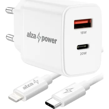 AlzaPower A101CA Fast Charge 20W bílá + Core Lightning MFi 1m bílý