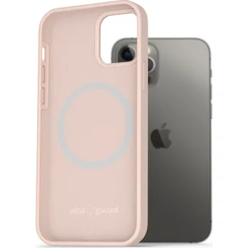 Pouzdro na mobilní telefon AlzaGuard Silicone Case Compatible with Magsafe pro iPhone 12 / 12 Pro růžový