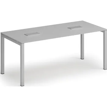 Konferenční stolek Jednací stůl PRIMO SQUARE, 180x80 cm, šedá + 2x stolní zásuvka TYP VI, stříbrná