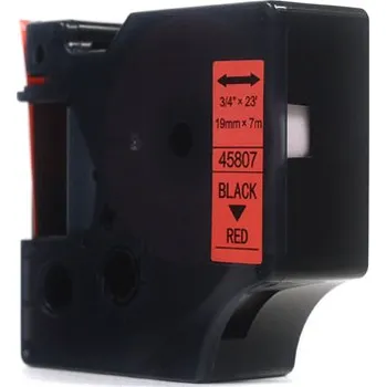 Pásek do tiskárny Náhradní páska JetWorld Dymo D1 Black on Red, 19 mm x 7 m (45807) (S0720870)