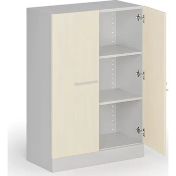 Policová skříň Kovová spisová skříň s&nbsp;dřevěnými dveřmi, demontovaná, 1150 x 800 x 400 mm, bříza