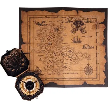 FUNNYFASHION Pirátská mapa s kompasem, pirát, 2 ks