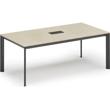 Kancelářská sestava Jednací stůl PRIMO INVITATION, 240x120 cm, bříza + stolní zásuvka TYP VI, černá