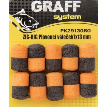 Volný čas Graff Zig-Rig Plovoucí váleček 7 x 13 mm Černá/Oranžová 2 × 10 ks