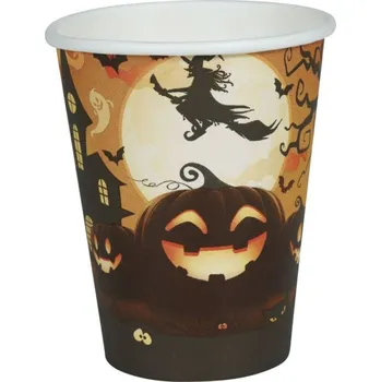 Karnevalový kostým Guirca Papírové kelímky dýně - čarodějnice - Halloween 12 ks, 240 ml