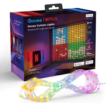 LED osvětlení Govee Netflix RGBIC Curtain Light 400 LED - 1,5 x 1,5m