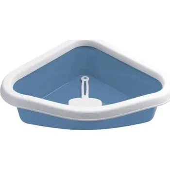 Stefanplast Sprint Corner rohová kočičí toaleta nebesky modro - bílá 40 × 56 × 14 cm
