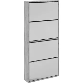 Botník Botník se zrcadlem , 4úrovňový, šedý dub, 63x17x134 cm