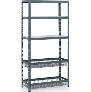 Prodejní regál Policový regál s koši, 1790 x 900 x 400 mm, nosnost 175 kg, 3 police + 2 koše