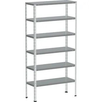 Dílenský regál Kovona kovový regál, 205 × 70 × 30 cm, 6 polic, bílý