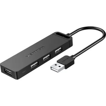 USB hub Vention 4-Port USB 2.0 Hub with Power Supply 0.15m Black