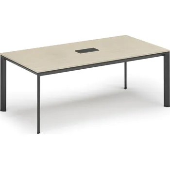 Kancelářská sestava Jednací stůl PRIMO INVITATION, 240x120 cm, bříza + stolní zásuvka TYP III, černá
