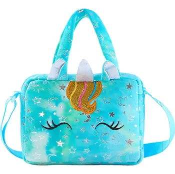 Girls Chlupatá plyšová kabelka - tyrkysová/Jednorožec