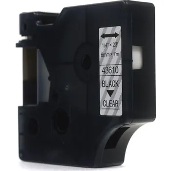 Pásek do tiskárny Náhradní páska JetWorld Dymo D1 Black on Clear 6 mm x 7 m LM100, LM100+, LM200, LM300, LM400, LM420P, LM350, LM350D, LM360D, LM450D, LM260P, LM120P, LM500TS, LM160, LM210D, LM280, LM150, LM220 (43610) (S0720770)