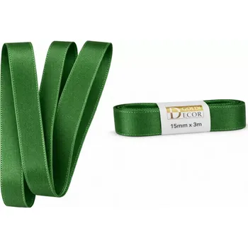 Stuha Stuha taftová DEEP FOREST GREEN tmavě zelená 15mm x 3m (6,-Kč/m) (Stuha taftová, barva tmavě zelená, oboustranná, tkaním zesílené okraje, skládaná)