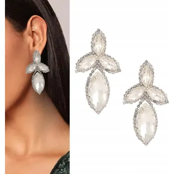 Náušnice Stříbrné křišťálové náušnice XL velké, těsně u ucha, večerní společenské