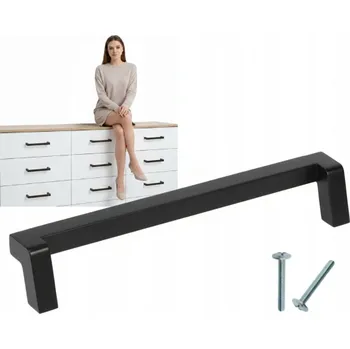 Nábytkové kování NÁBYTKOVÁ ÚCHYTKA ČERNÁ PRO NÁBYTEK ÚCHYTKA SKŘÍŇKY SKŘÍNĚ 192/204 MM LOFT DRUM AKS