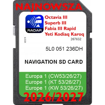 Zabezpečení domácnosti SD KARTA GPS MAPY ŠKODA AMUNDSEN MIB2 26/27 V23 SUPERB OCTAVIA RAPID FABIA RADARY