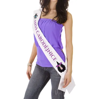 Party dekorace Halloweenská šerpa Miss čarodějnice Barva: Bílá