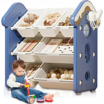 úložný prostor na hračky DĚTSKÝ REGÁL DOMEČEK NA HRAČKY KNIHY PANENKY ORGANIZÉR 7 KOŠŮ