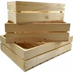 AMADEA Dřevěná sada 3 bedýnek z masivního dřeva, 46x33x12 cm