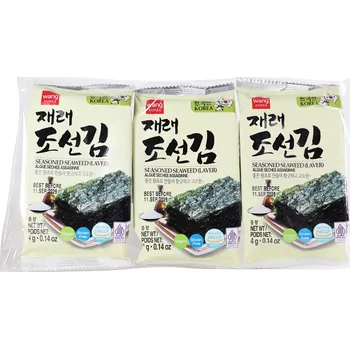Sušená zelenina Mořské řasy snack pražené 3x4g Wang Korea bez lepku
