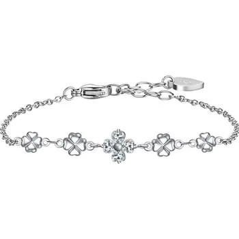 Náramek LUCA BARRA Ocelový náramek se čtyřlístky a bílými zirkony