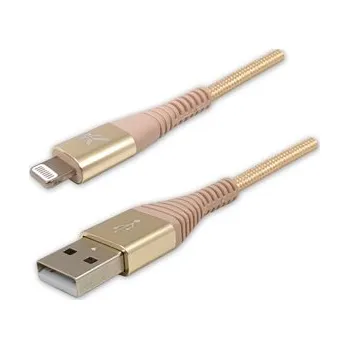 Datový kabel Logo USB kabel (2.0) USB A samec - Apple Lightning samec 2m zlatý MFi certifikace, 5V/2,4A nylo