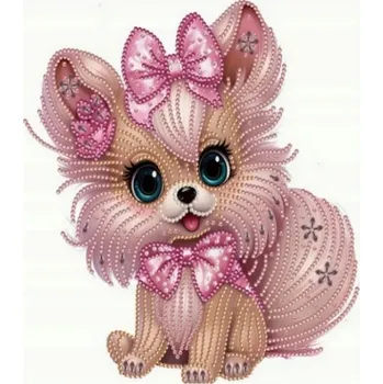 Obraz DIAMANTOVÁ MOZAIKA NA RÁMU PES S MAŠLÍ KREATIVNÍ VÝŠIVKA 23x30 CM