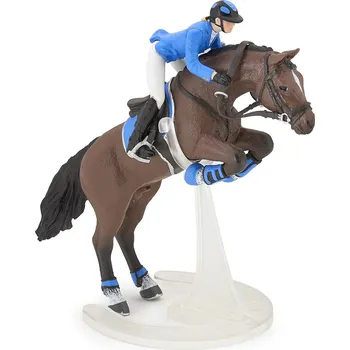 Figurka PAPO 3465000515607 Skákající kůň s jezdkyní 19 cm