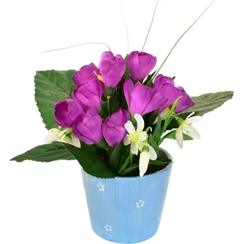 umělá květina DOMMIO Krokus fialový v keramickém květináči 24 × 27 cm