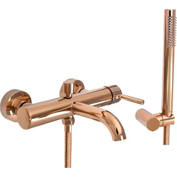 Vodovodní baterie Vanová nástěnná baterie Lungo, růžové zlato, s tryska Rea