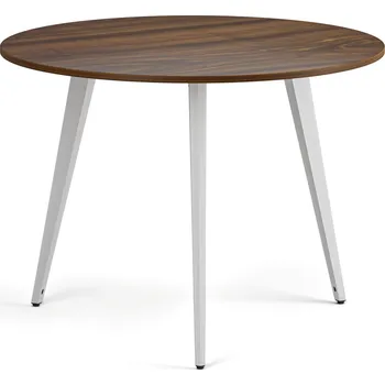 Konferenční stolek Konferenční stůl PRIMO VIBE, průměr 100 cm, bílá podnož, ořech