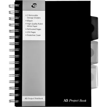 Zápisník PUKKA PAD Black project book, A5, linkovaný, 125 listů