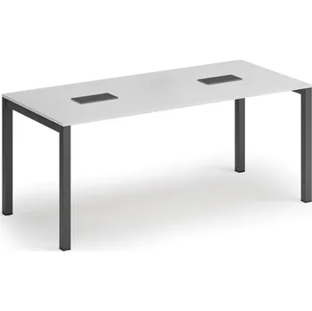 Konferenční stolek Jednací stůl PRIMO SQUARE, 180x80 cm, bílá + 2x stolní zásuvka TYP I, černá