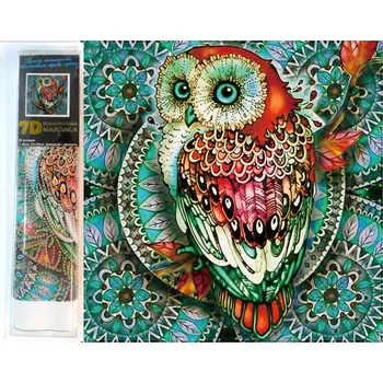 Diamantové malování Norimpex 7D Sova na modré mandale 30 × 30 cm
