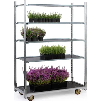 Dánský květinový vozík, překližkové voděodolné police s odtoky, 1350 x 562x 1890 mm