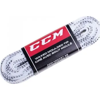 Tkaničky do bot CCM Voskované hokejové tkaničky do bruslí Wax Laces 108"/274 cm, bílé