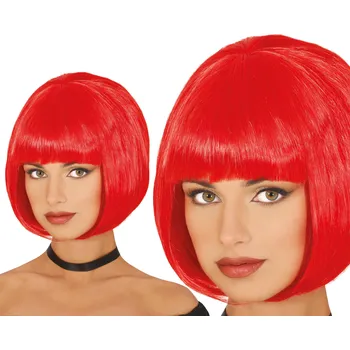 Karnevalová paruka Fiestas Guirca Krátká paruka mikádo s ofinou červená