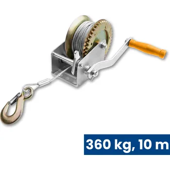 lanový naviják Tolsen Ruční lanový naviják k tahu a zdvihu, 360 kg, lano 10 m