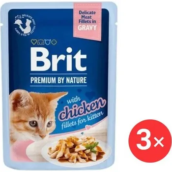 Brit Premium by Nature Cat Delicate Fillets in Gravy with Chicken for Kitten 3 × 85 g
