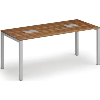 Konferenční stolek Jednací stůl PRIMO SQUARE, 180x80 cm, ořech + 2x stolní zásuvka TYP I, stříbrná