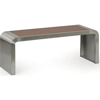 Zahradní lavice Parková lavička RESTO, 1200 mm, nerez/hnědá