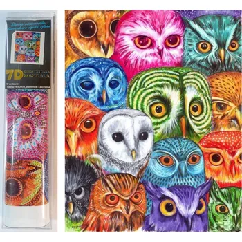 Diamantové malování Norimpex Soví koláž 30 × 40 cm